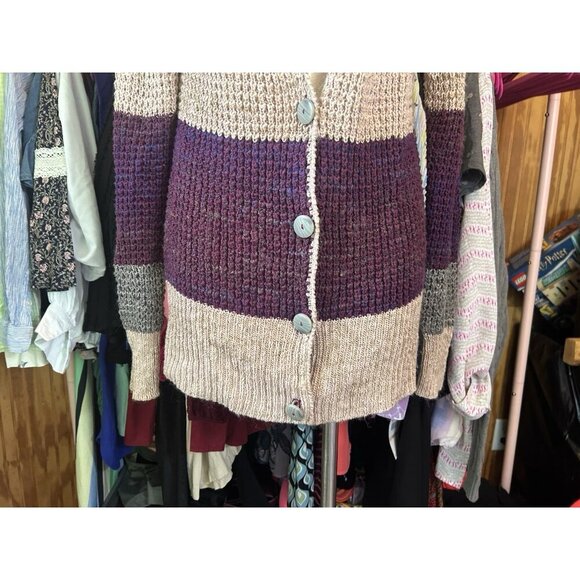 FREE PEOPLE Lake Tahoe Color Block Cardigan Sweater Button Down Size M Boho - Picture 3 of 9